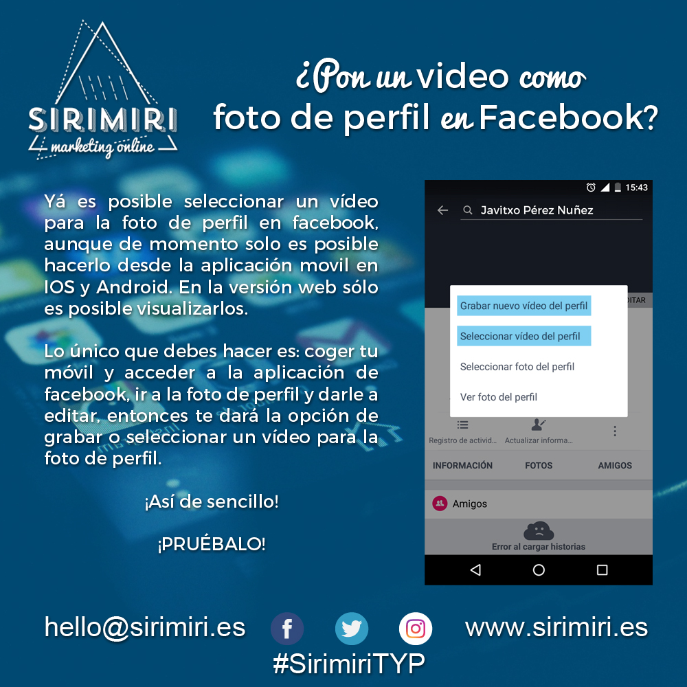 Pon un video como foto de perfil en Facebook